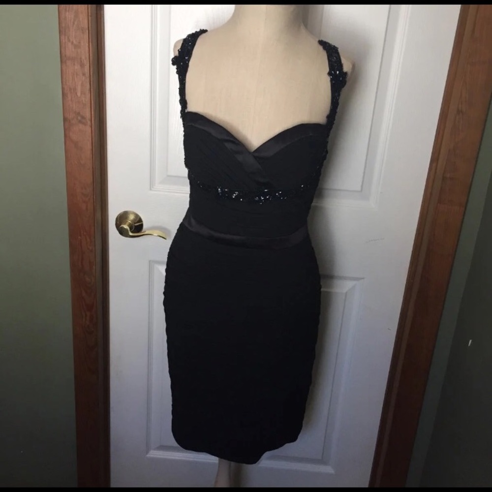 Faviana Couture black sequin evening dress